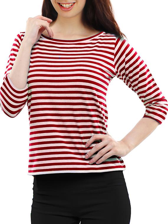 red striped cotton regular tee