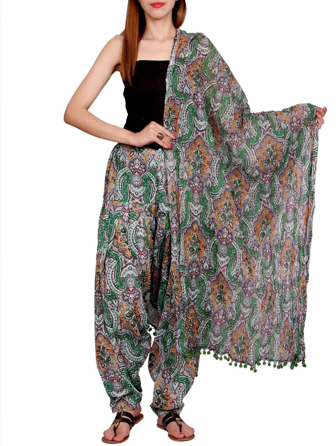 green cotton patiyala salwars