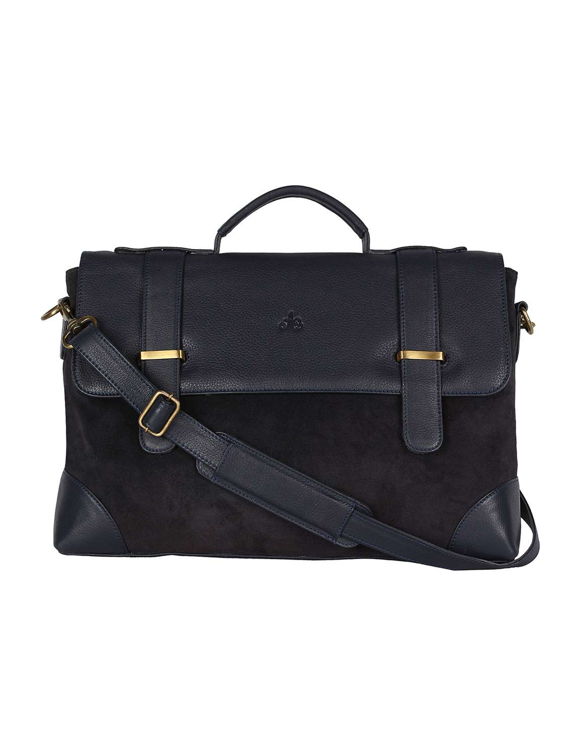 blue leather laptop bag