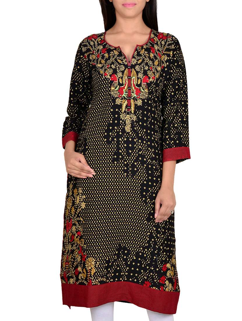 black rayon straight kurta