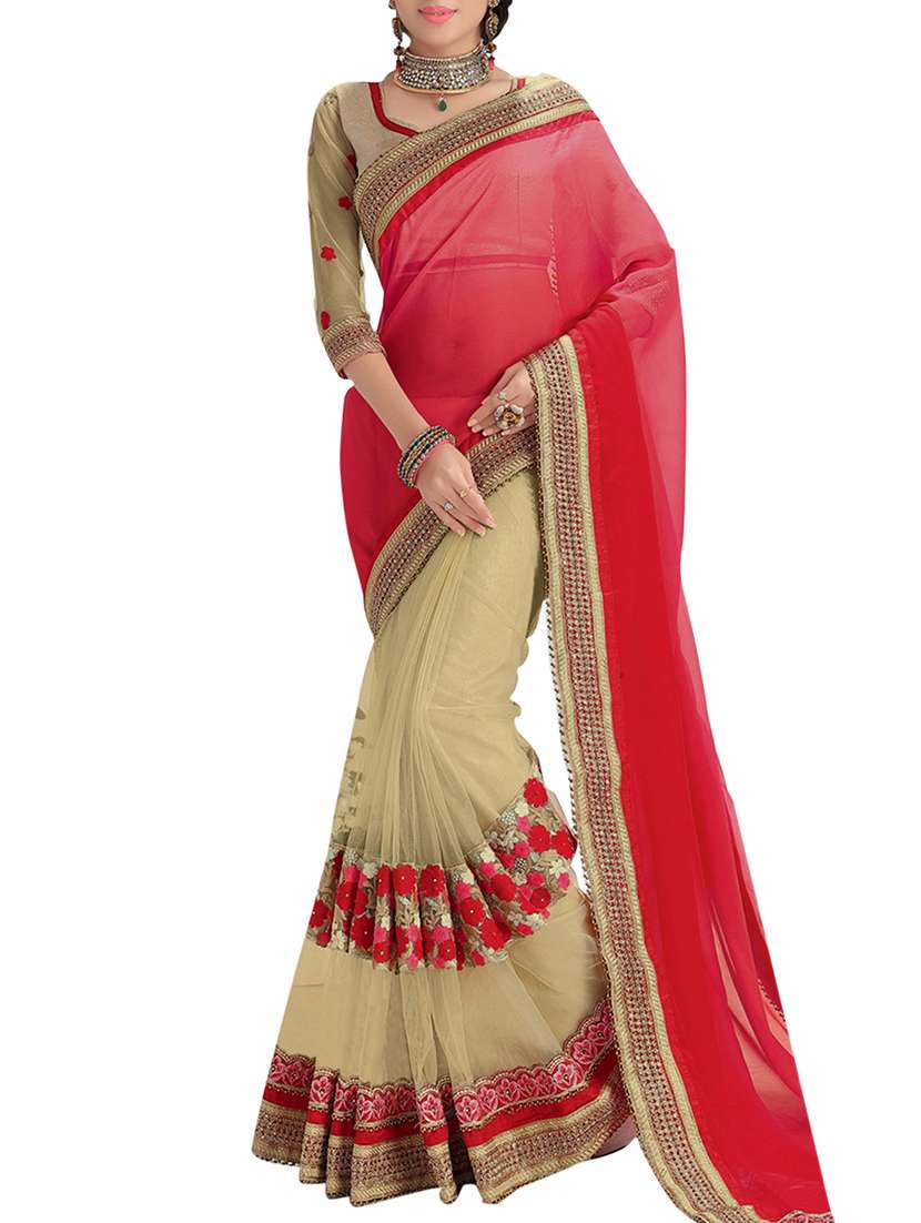 beige georgette saree with blouse