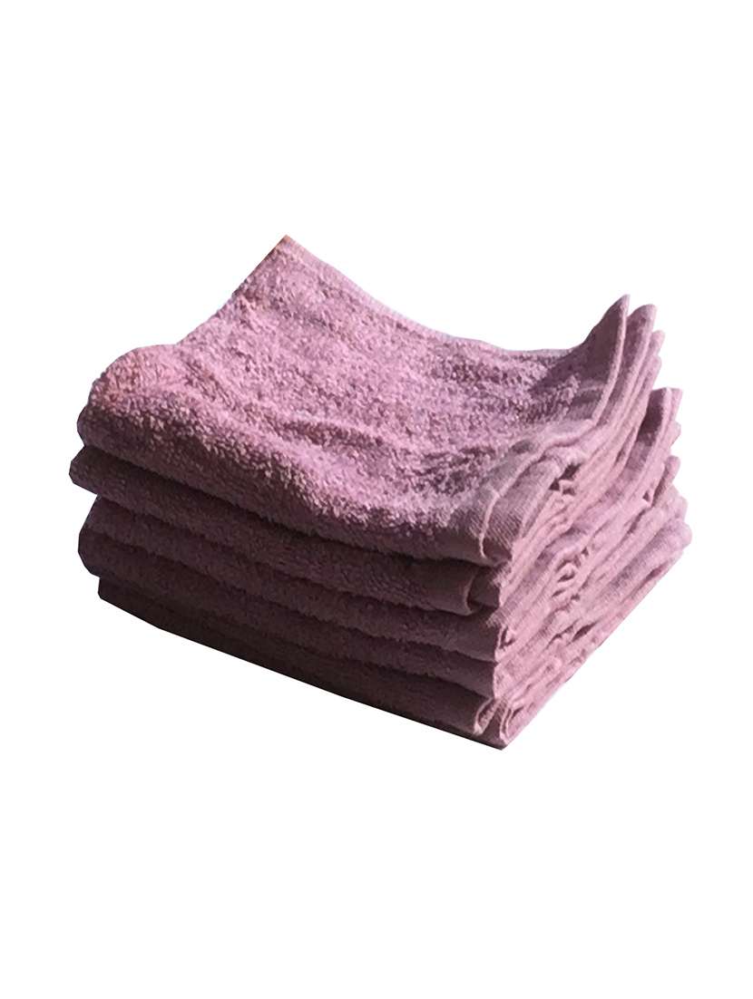 lushomes cotton light purple face towel set (pack of 6)