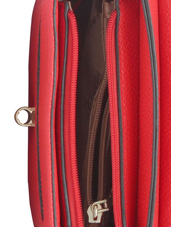 red textured synthetic leather handbag - 12184887 - Standard Image - 2