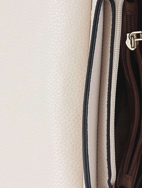 white textured synthetic leather handbag - 12184889 - Standard Image - 2