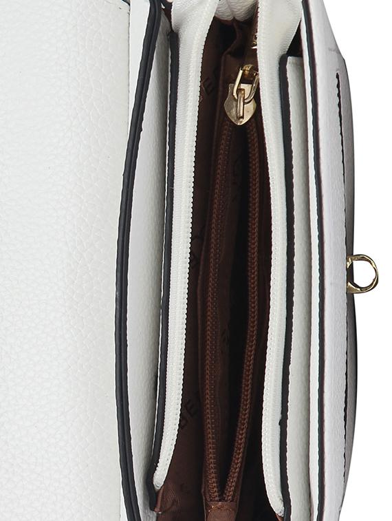 white texured synthetic leather handbag cum sling - 12184891 - Standard Image - 2