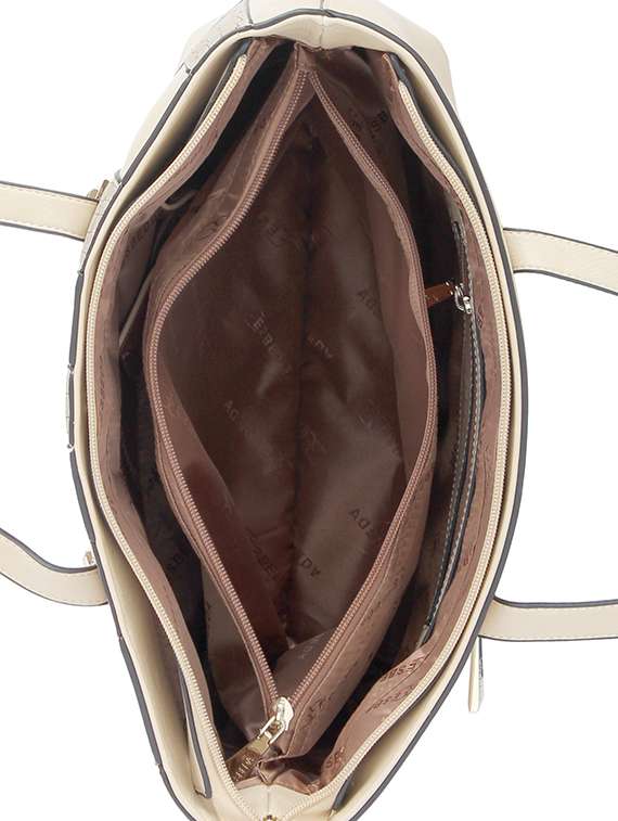 beige textured synthetic leathe) handbag - 12184902 -  Standard Image - 2