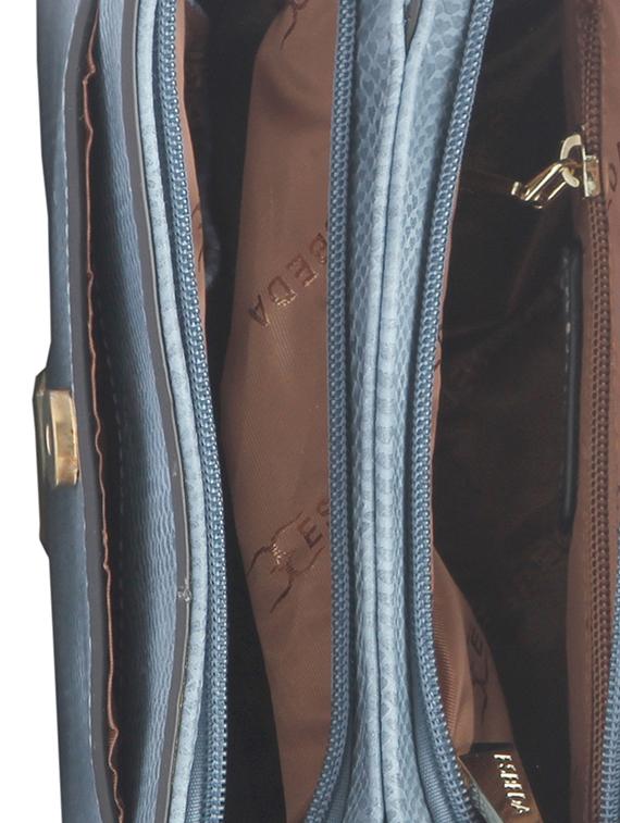 blue textured synthetic leather sling bag - 12184928 - Standard Image - 2