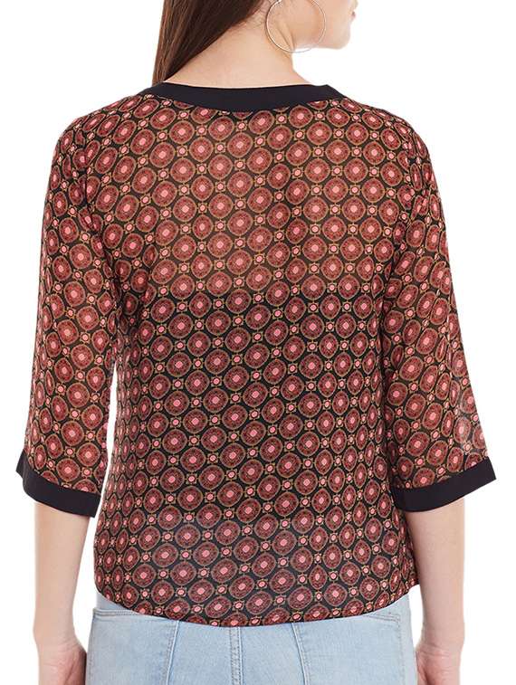 crimson printed top - 12203387 - Standard Image - 2
