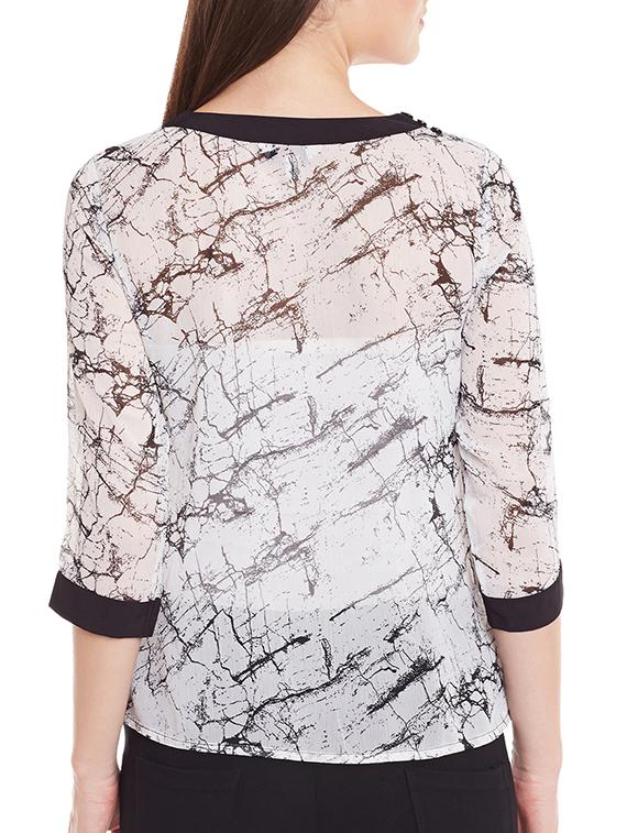 white printed chiffon regular top - 12203390 - Standard Image - 2