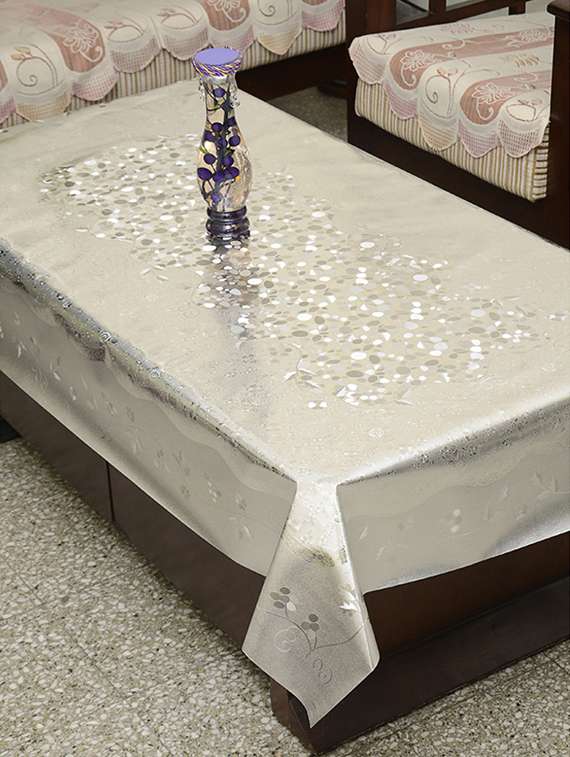 silver aloft 4 seater pvc embossed table cover