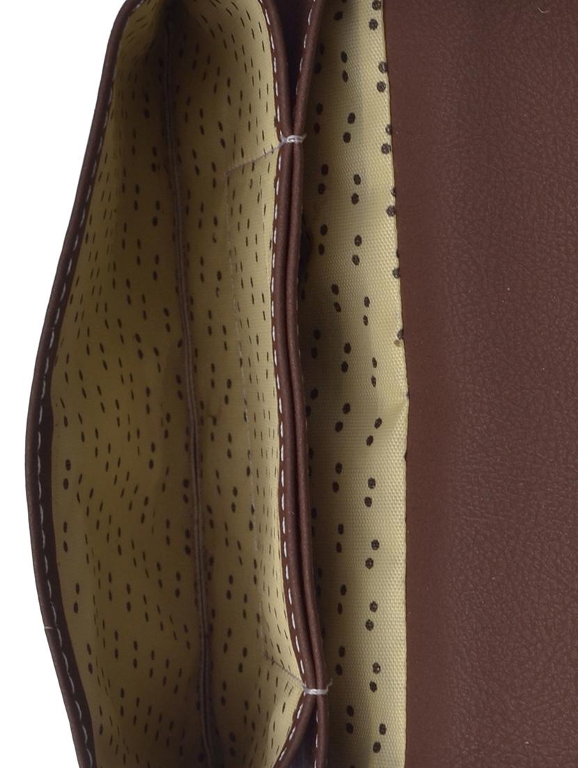 brown leatherette textured sling bag - 12220991 - Standard Image - 2
