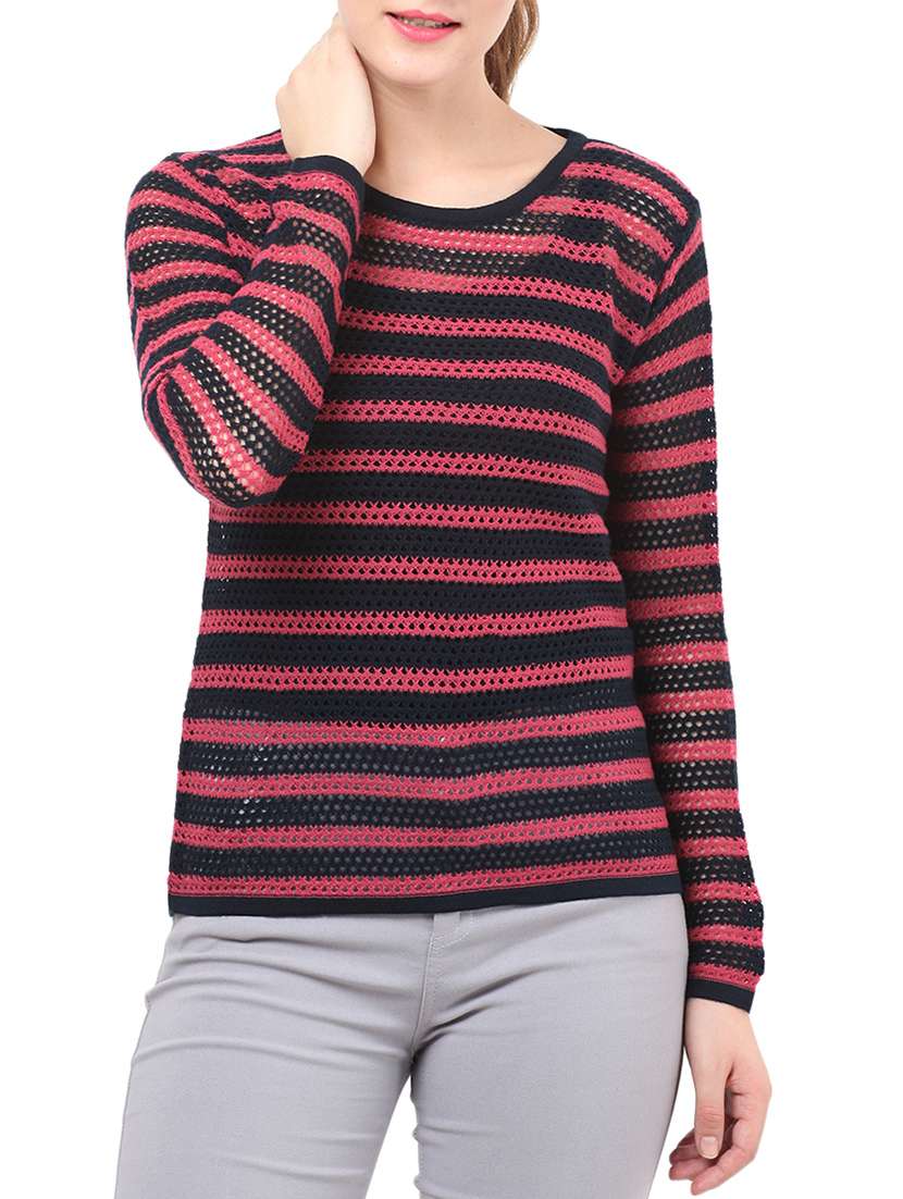 pink and black acrylic pullover