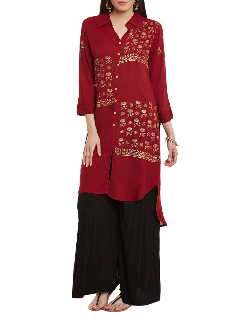 pink viscose highlow kurta