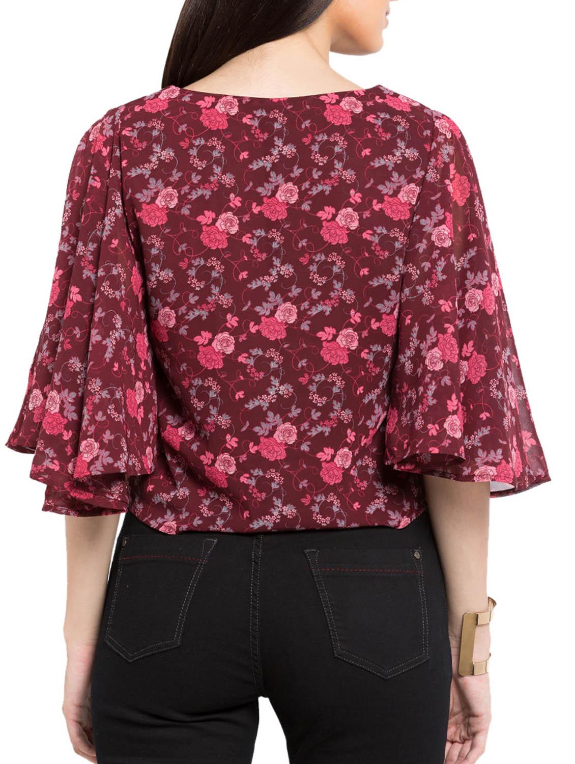 navy blue georgette regular top - 12252626 - Standard Image - 2