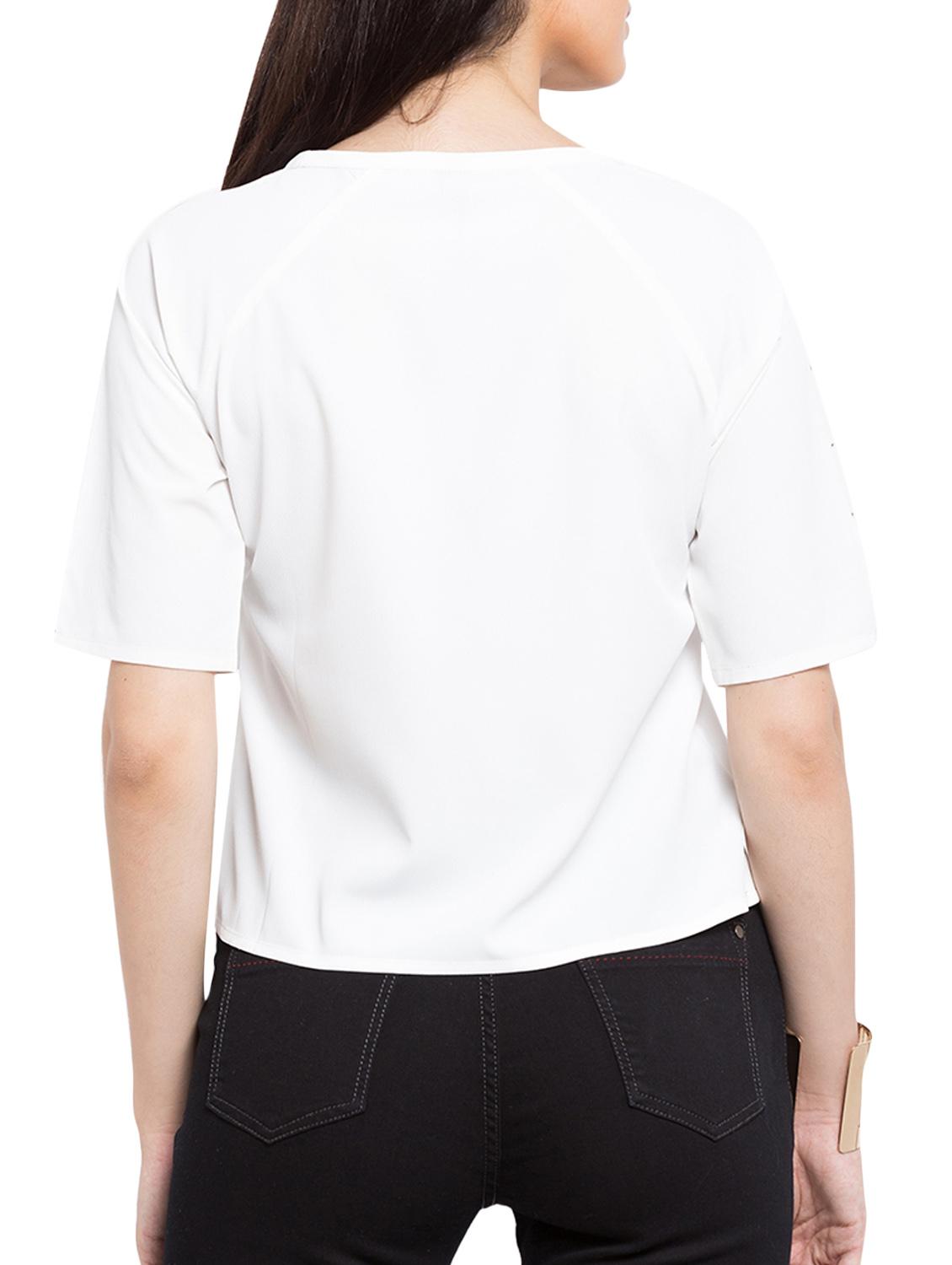 white lace crepe regular top - 12252639 - Standard Image - 2
