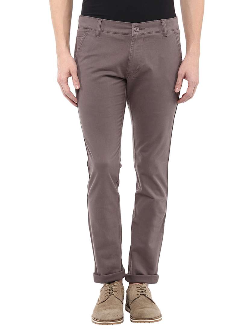 Grey Stretchable Slim Fit Casual Chinos
