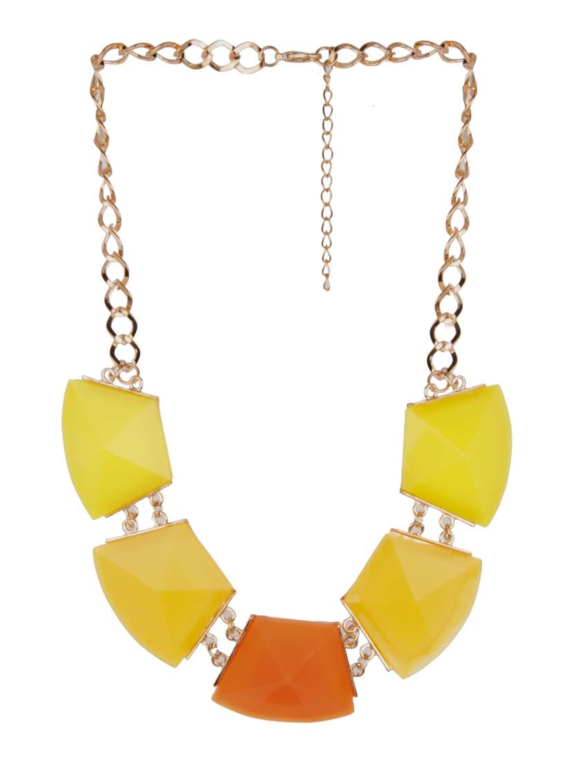 Diva Walk yellow alloy short necklace