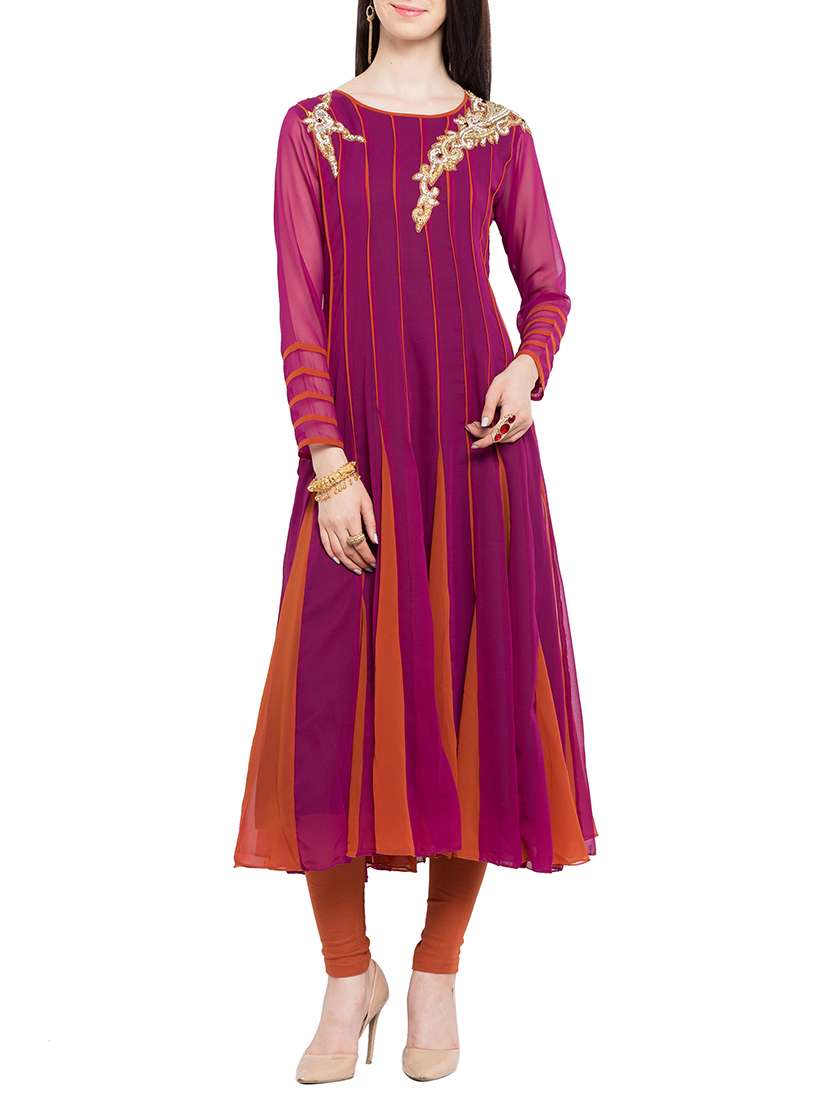 magenta georgette anarkali kurta