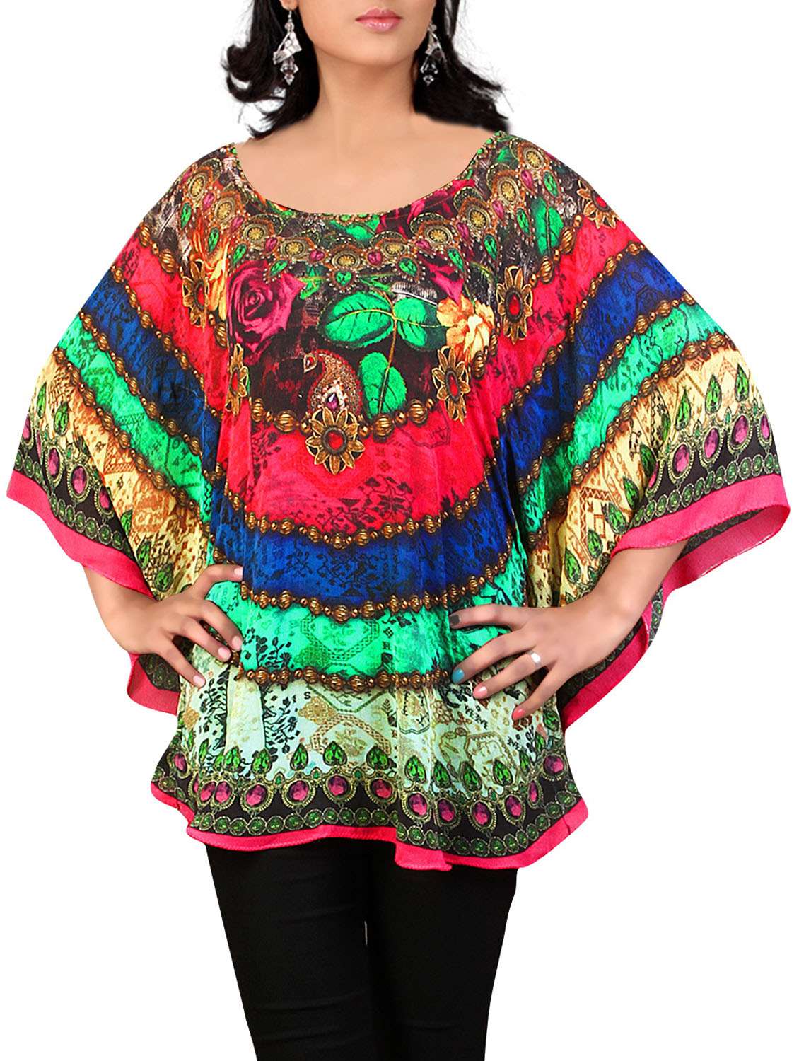 multicolored printed georgette kaftan