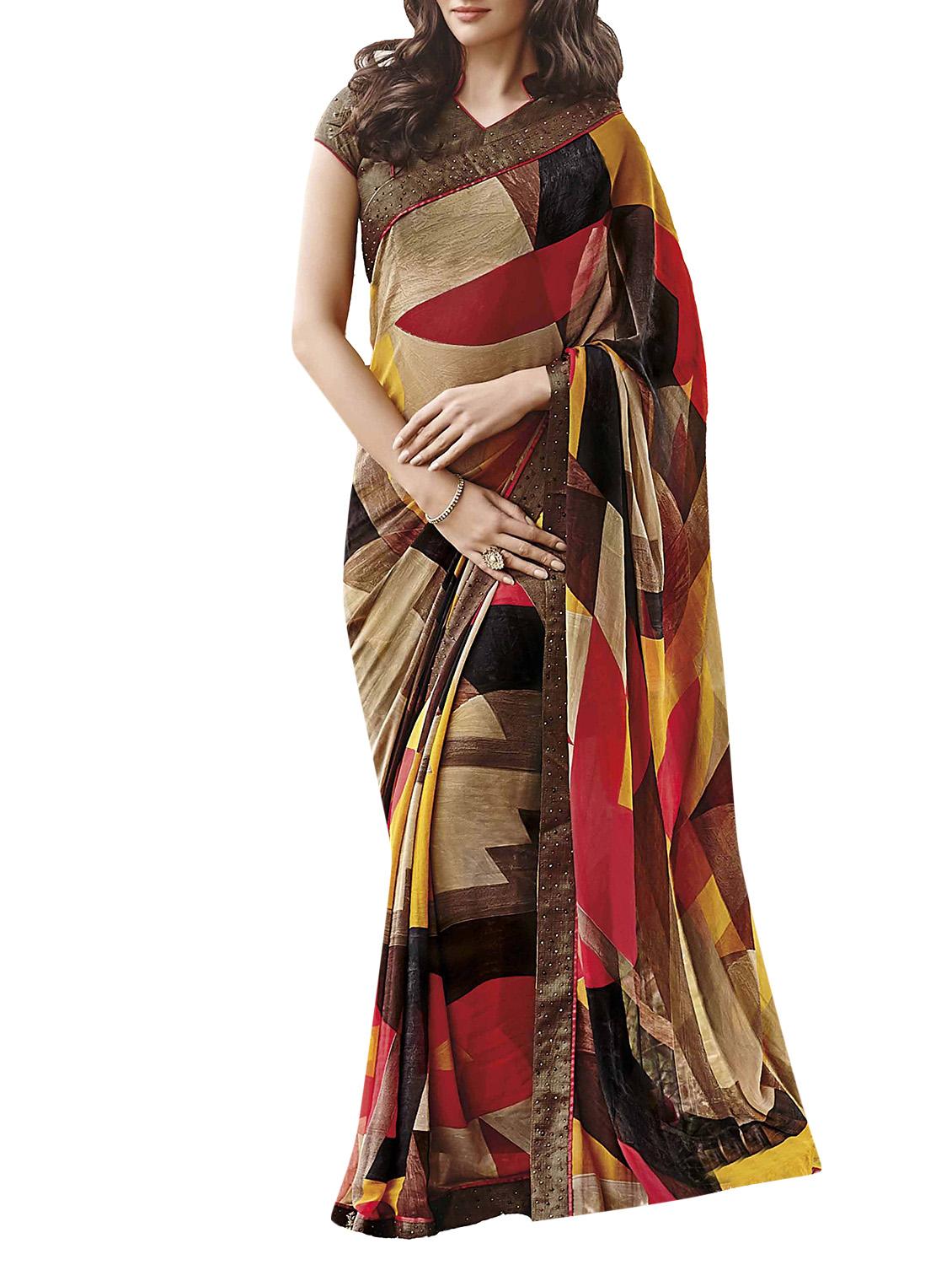 geometrical printed saree
