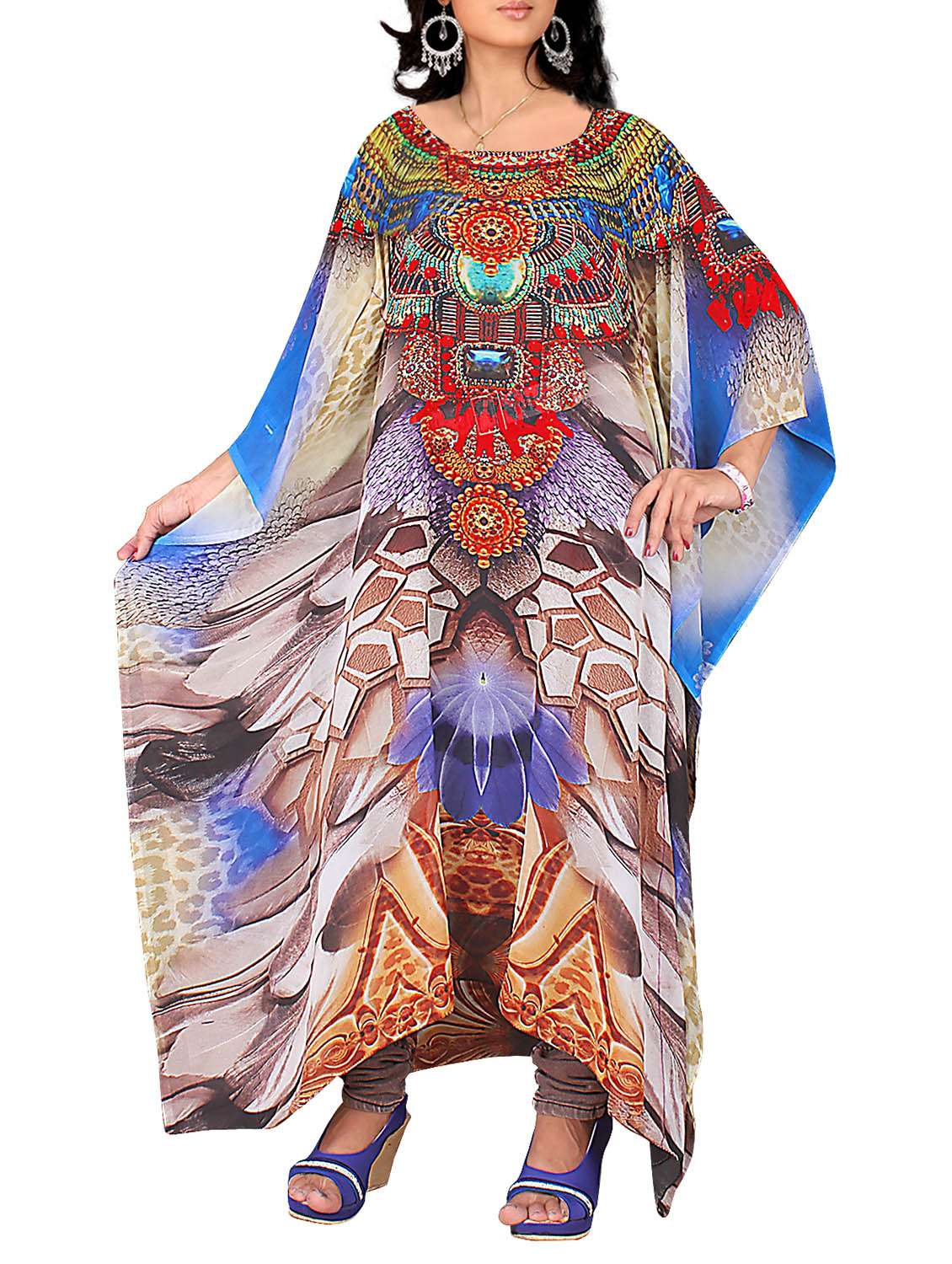 multicolored printed georgette kaftan