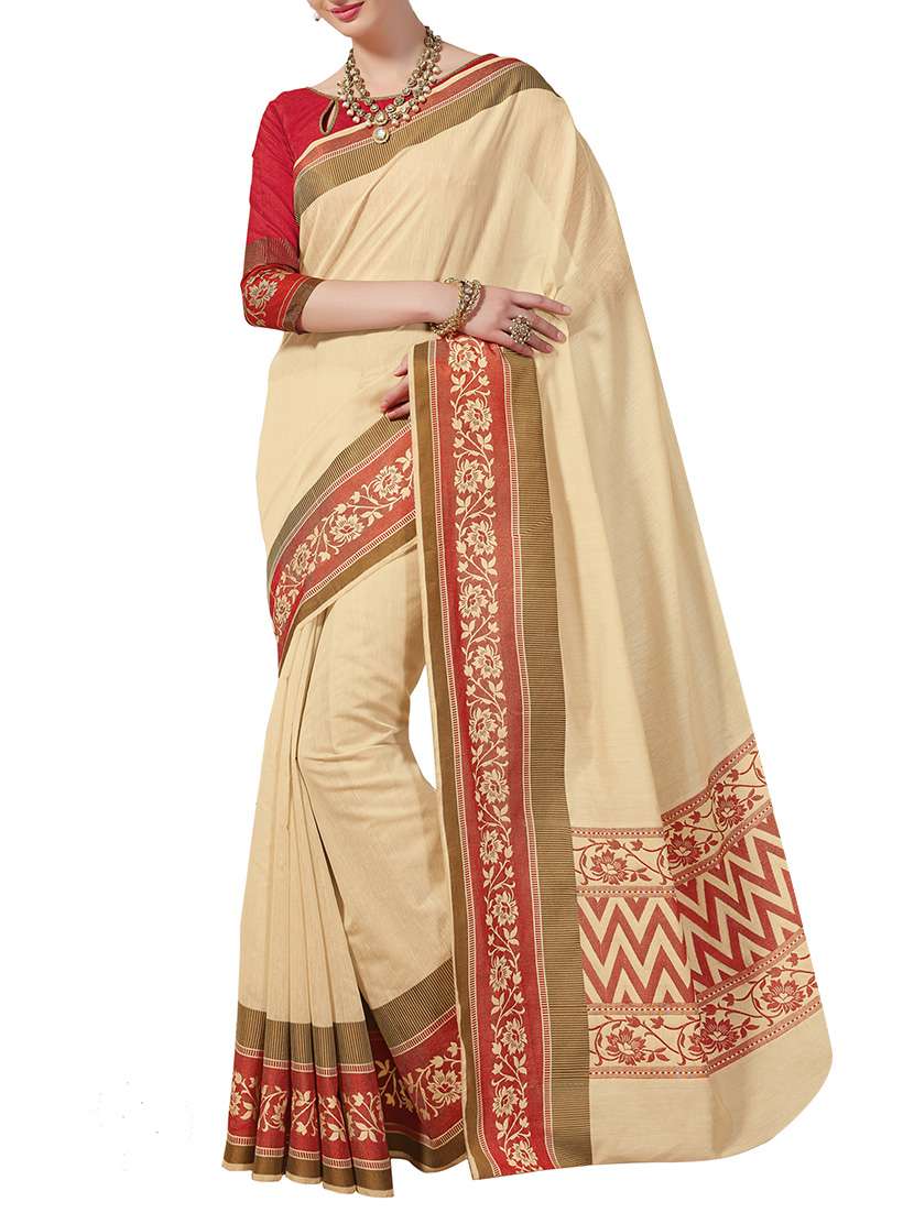 floral zari border saree with blouse