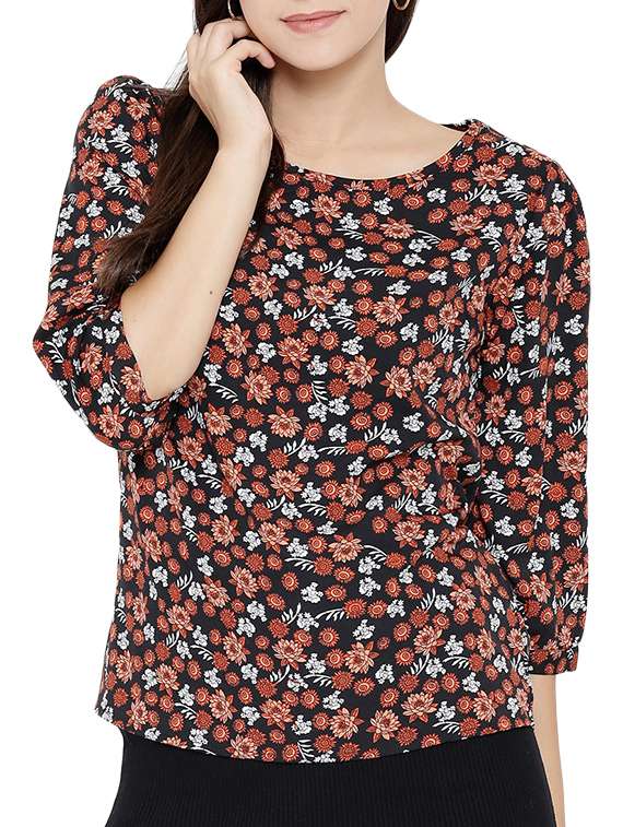 women's blouson round neck top