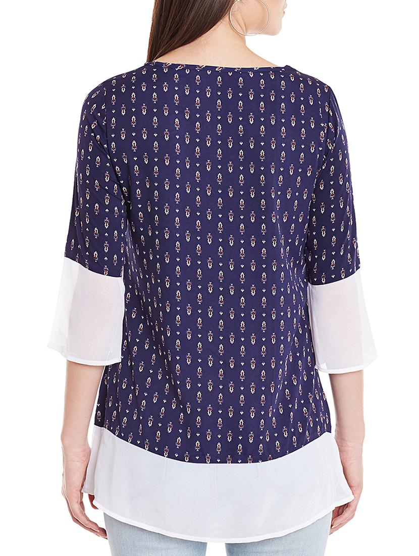 navy blue crepe top - 12274817 - Standard Image - 2