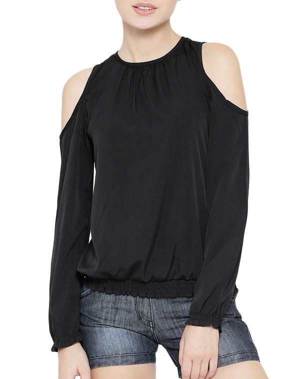 solid black blouson top - 12277241 - Zoom Image - 0