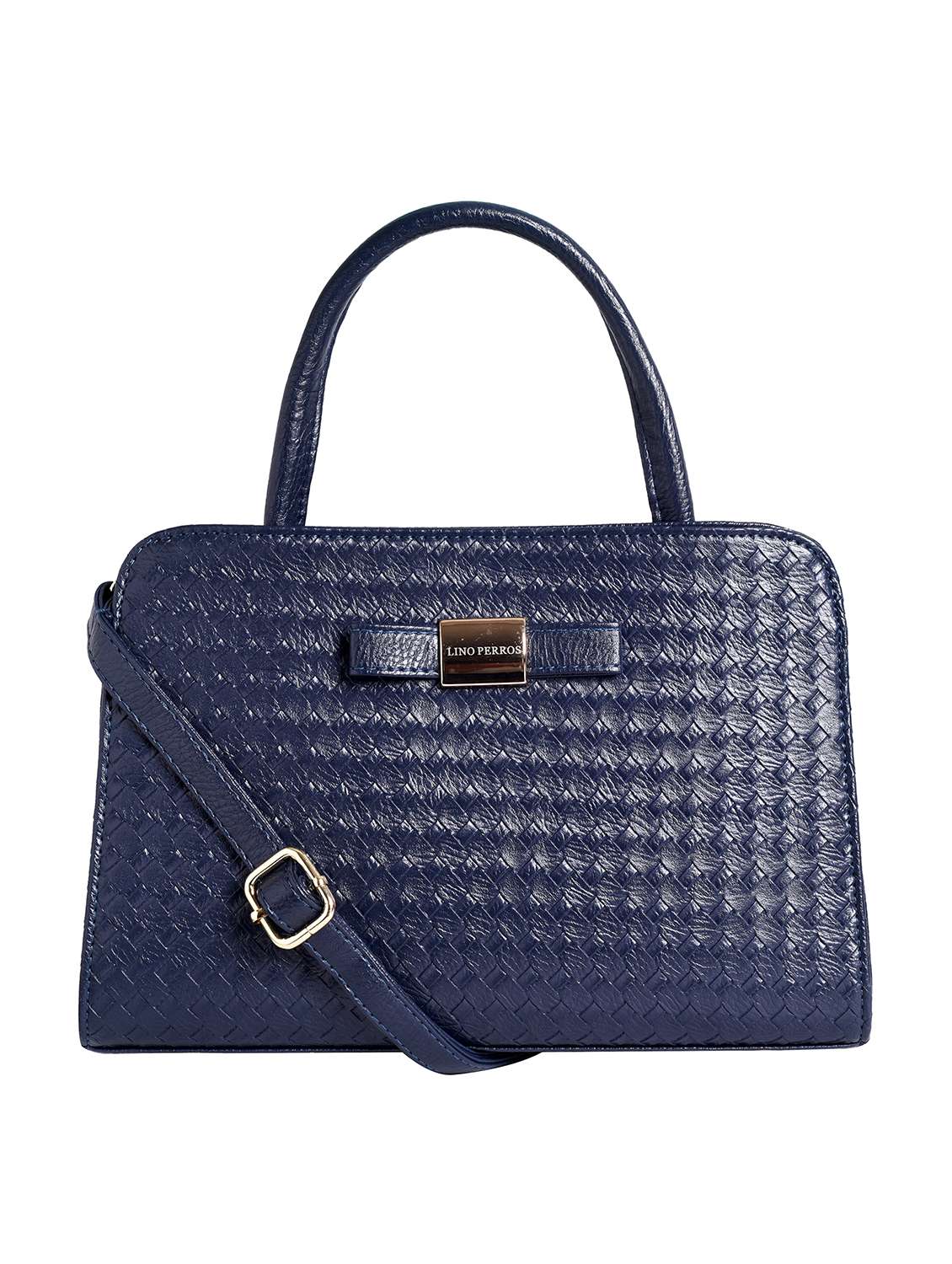 blue leatherette handbag with sling