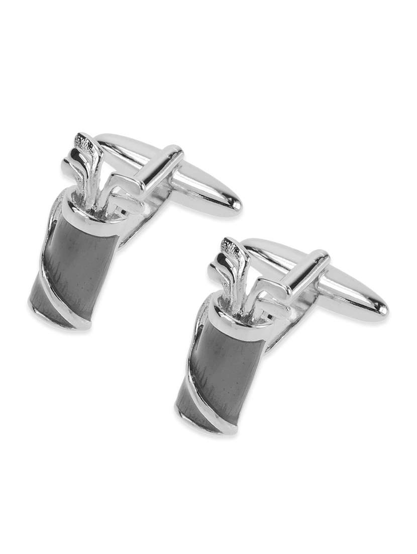 silver metal alloy cuff links