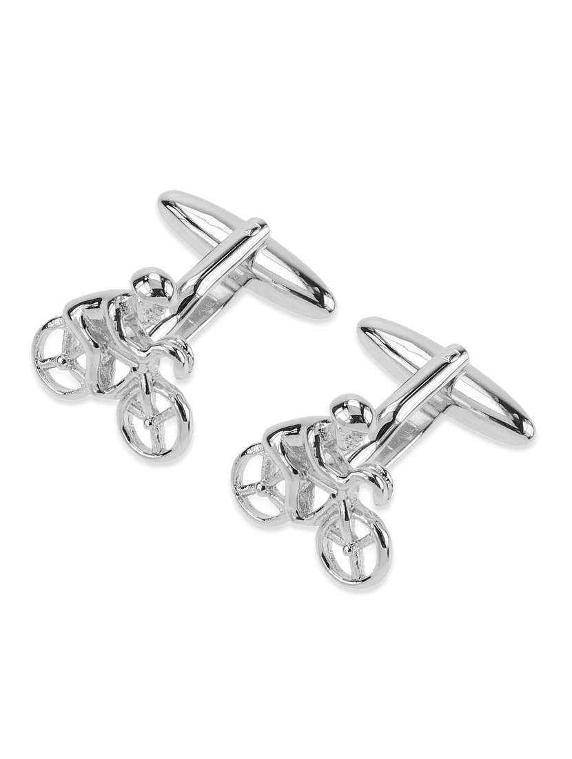 silver metal alloy cuff links