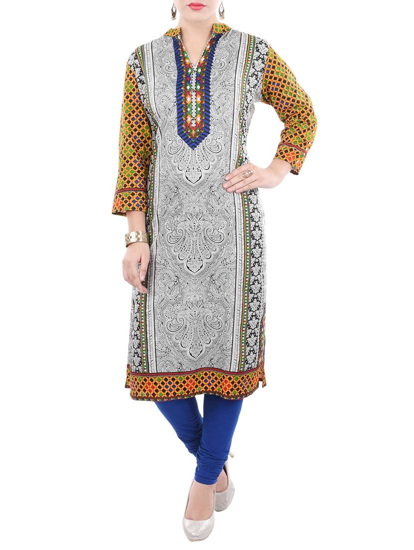 multicolored rayon straight kurta