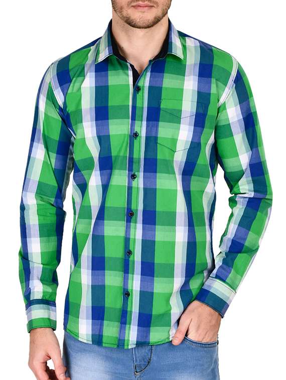 green cotton casual shirt