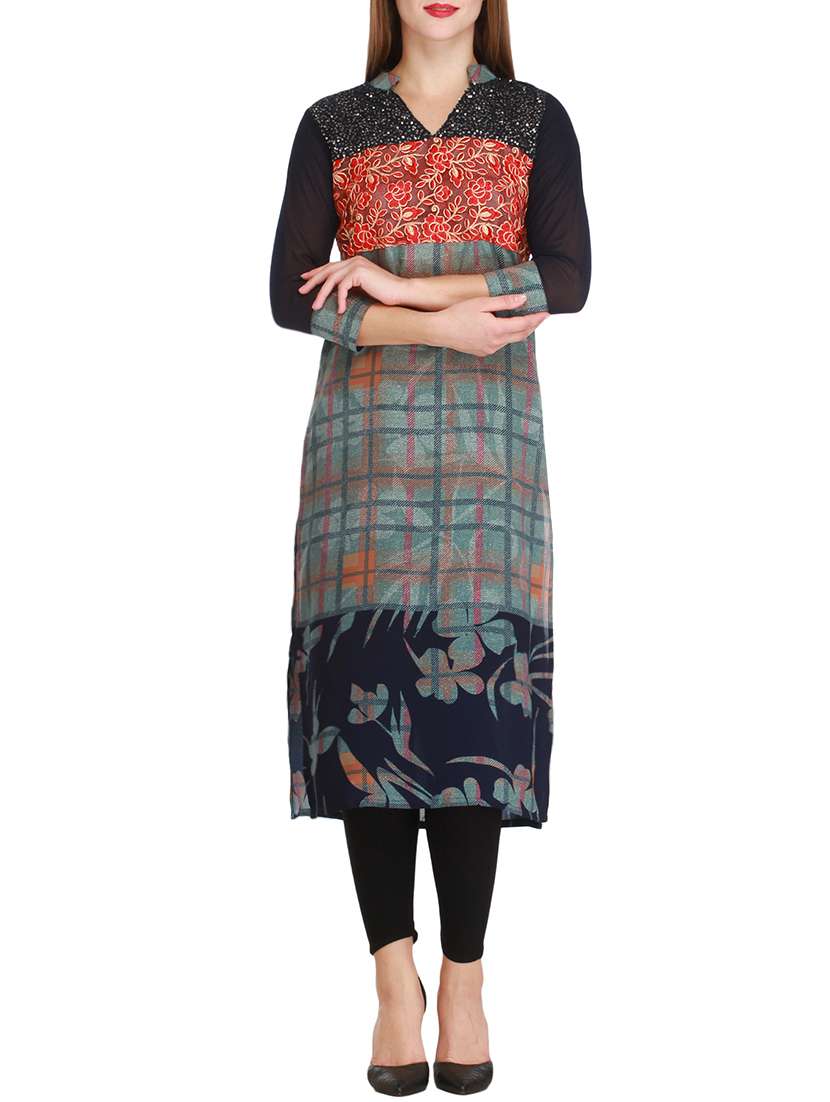 grey viscose straight kurta