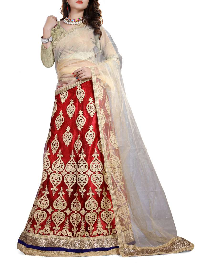 red net flared lehenga