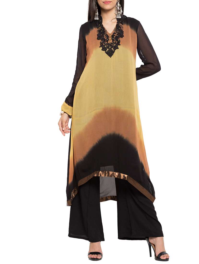 multi georgette high-low kurta