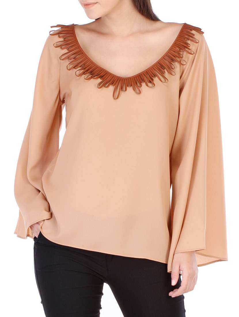 beige crepe regular top