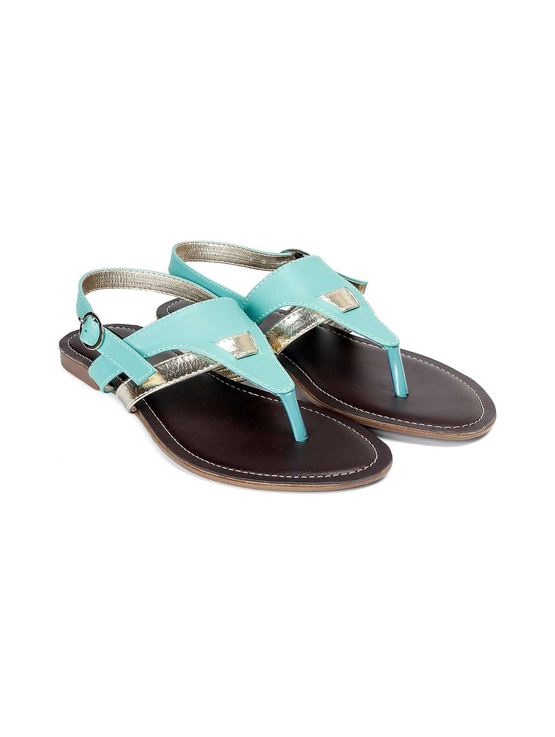 blue faux leather sandal