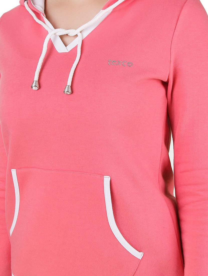 pink fleece hooded sweatshirt - 12332189 - Standard Image - 2