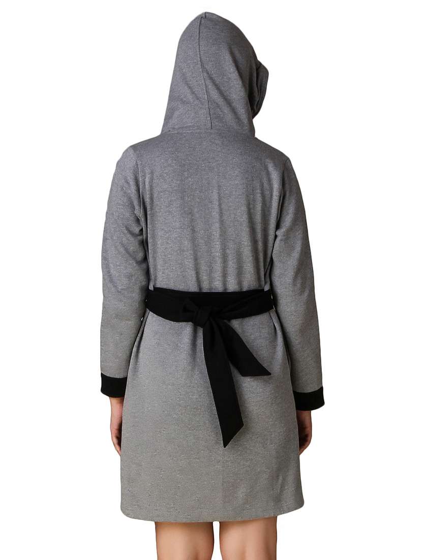 grey fleece coatigan - 12332195 - Standard Image - 2