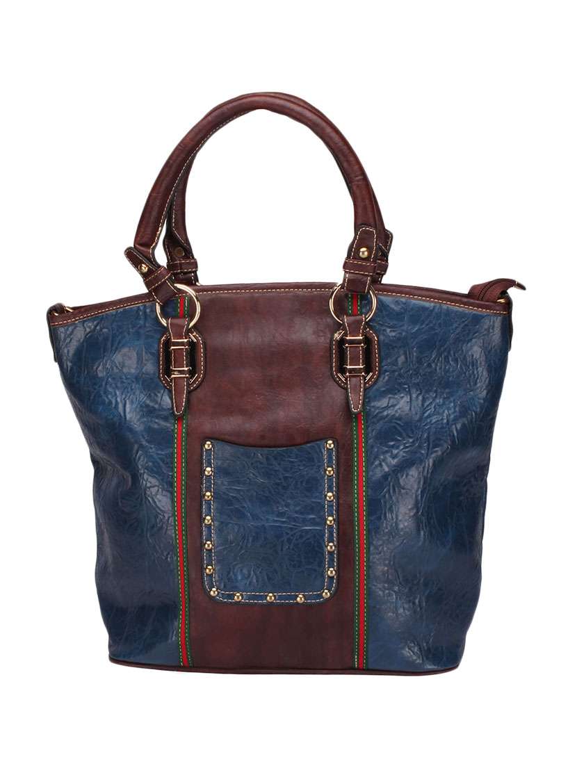 blue leatherette handbag with sling