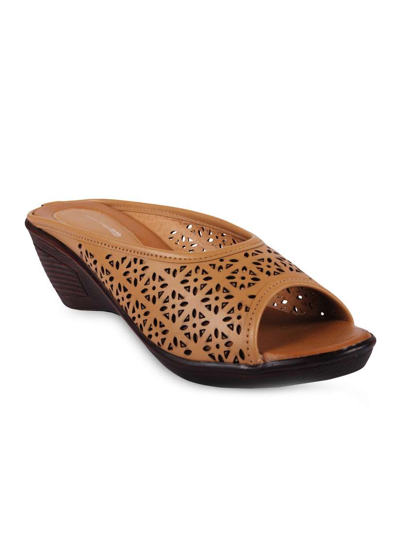 brown patent leather wedge