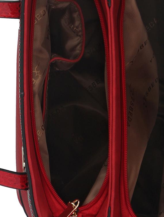 red textured synthetic leather handbag - 12345653 - Standard Image - 2