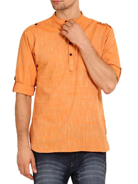 solid orange cotton kurta