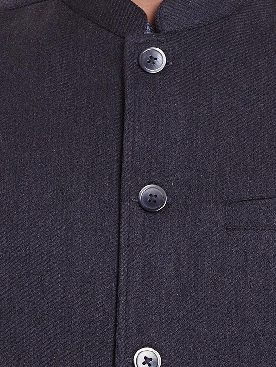 grey polyester blend nehru jacket - 12354119 - Standard Image - 7