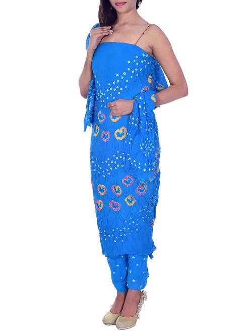 blue cotton unstitched dress material - 12362738 -  Standard Image - 0