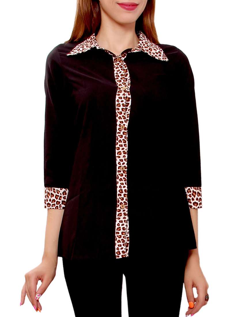black viscose regular shirt
