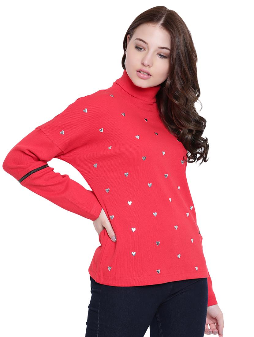 red cotton stylised sleeves sweatshirt - 12369846 - Standard Image - 2
