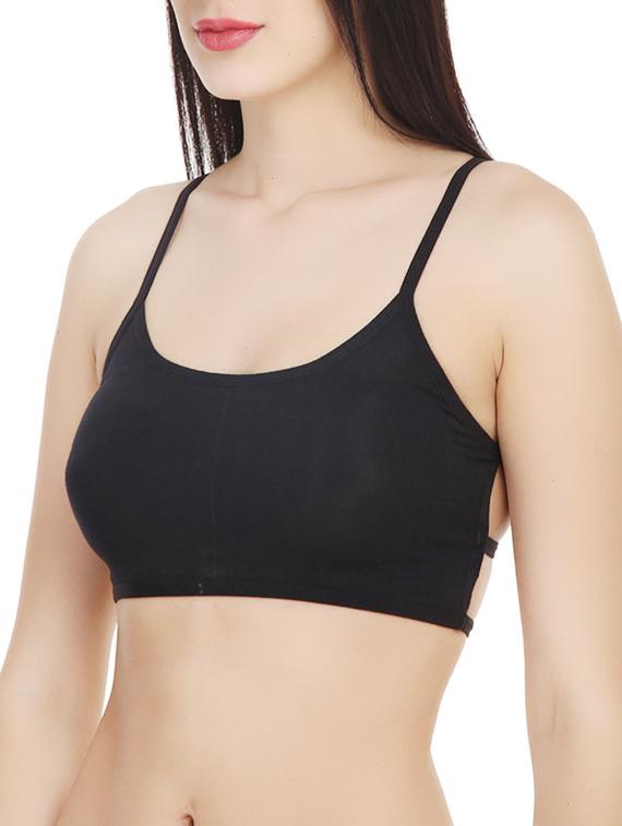 black cotton bralette - 12372268 - Standard Image - 2